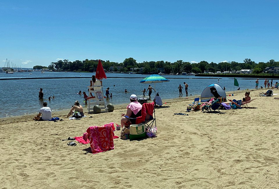 Hit the beach at Harbor Island Park, which is an action-packed Mamaroneck destination in any season. Photo by author