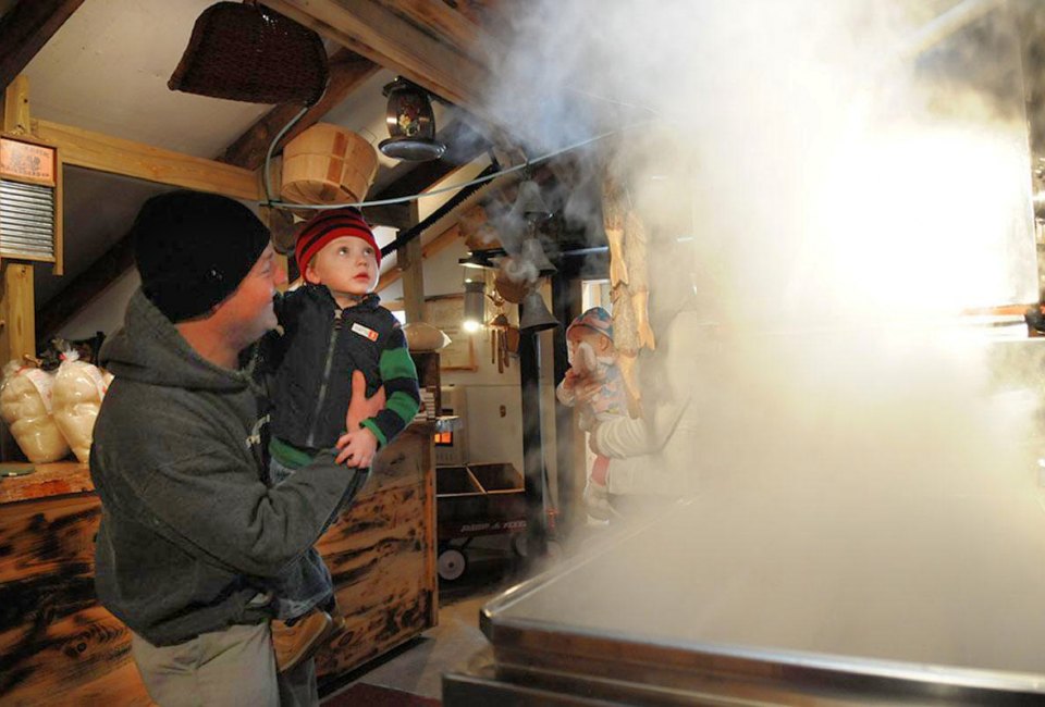 Smell and see how maple syrup is made. Photo courtesy of Visit CT
