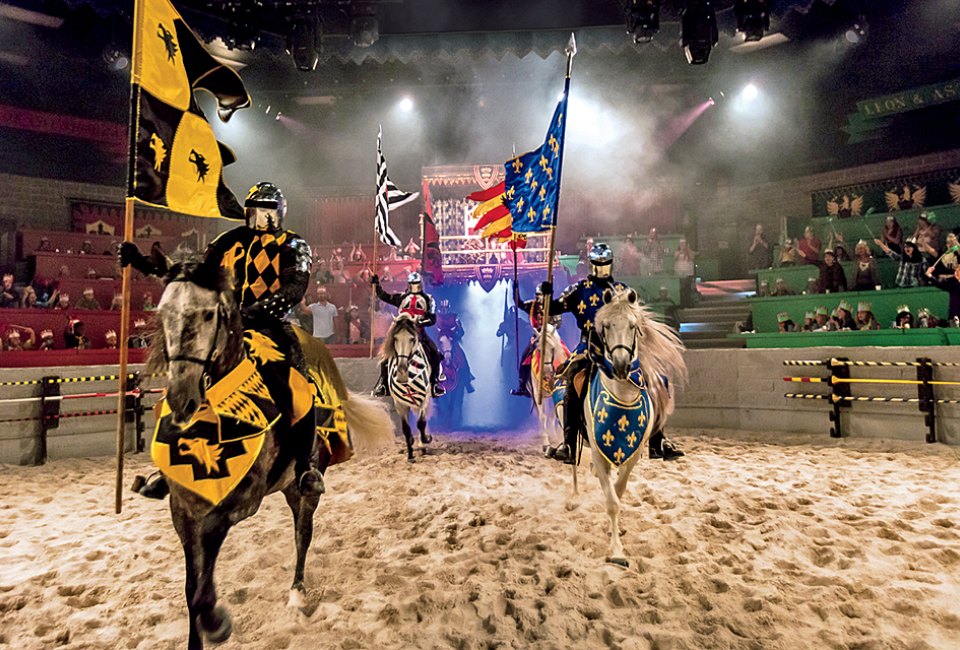 Cheer for your knight during a jousting match at Medieval Times in Lyndhurst. Photo courtesy of Medieval Times