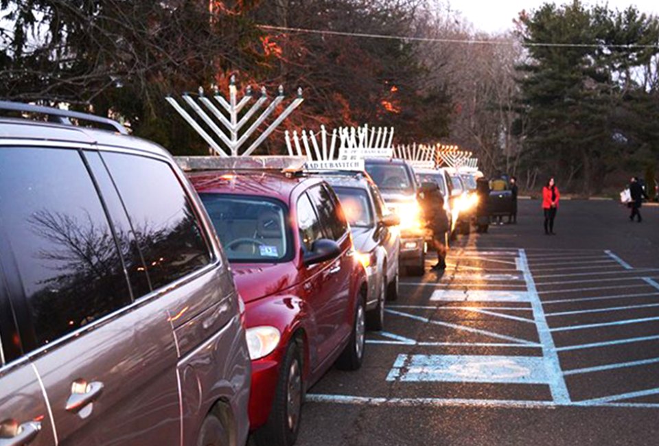 Celebrate the start of Hanukkah at Cherry Hill's Car Menorah Parade. Photo courtesy of the Chabad Center