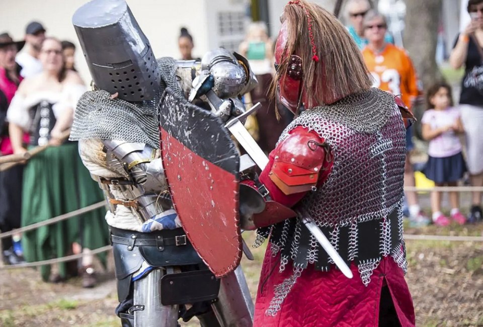 Watch the knights do battle at the Camelot Days Medieval Festival. Photo by Bob Kas Studios