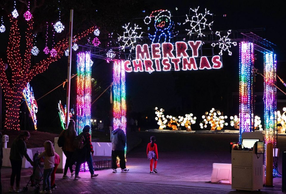 Take a stroll through the holiday lights at Moody Gardens. Photo courtesy of Moody Gardens