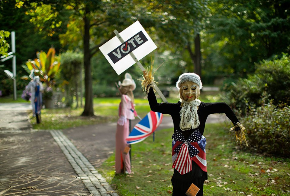 The scarecrows on display at Morris Arboretum are eager to meet new guests, Photo courtesy of the arboretum