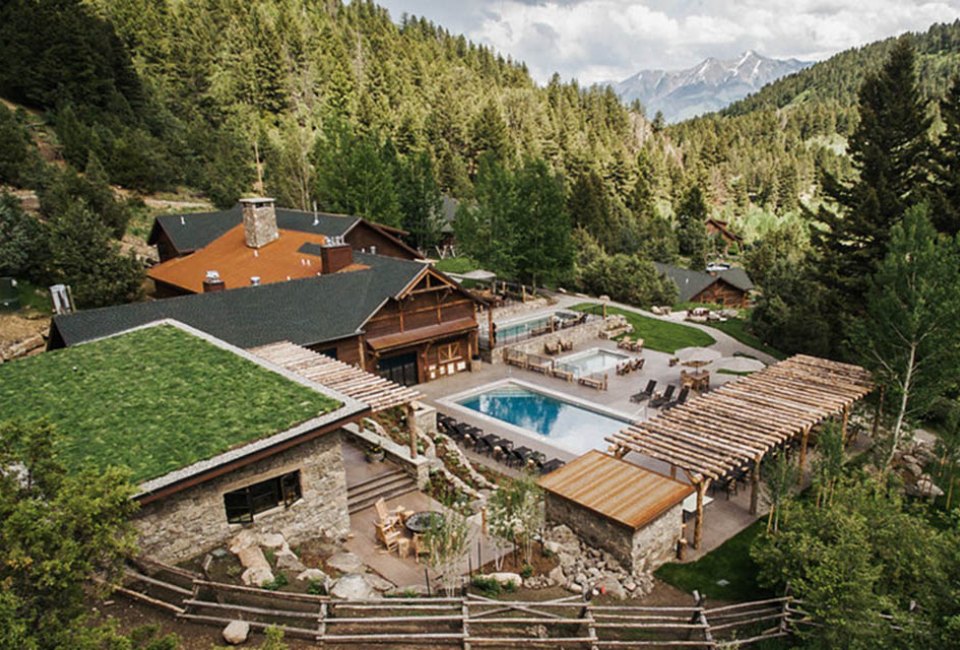 Relax by the pool after a day of riding at the Mountain Sky resort in Montana.