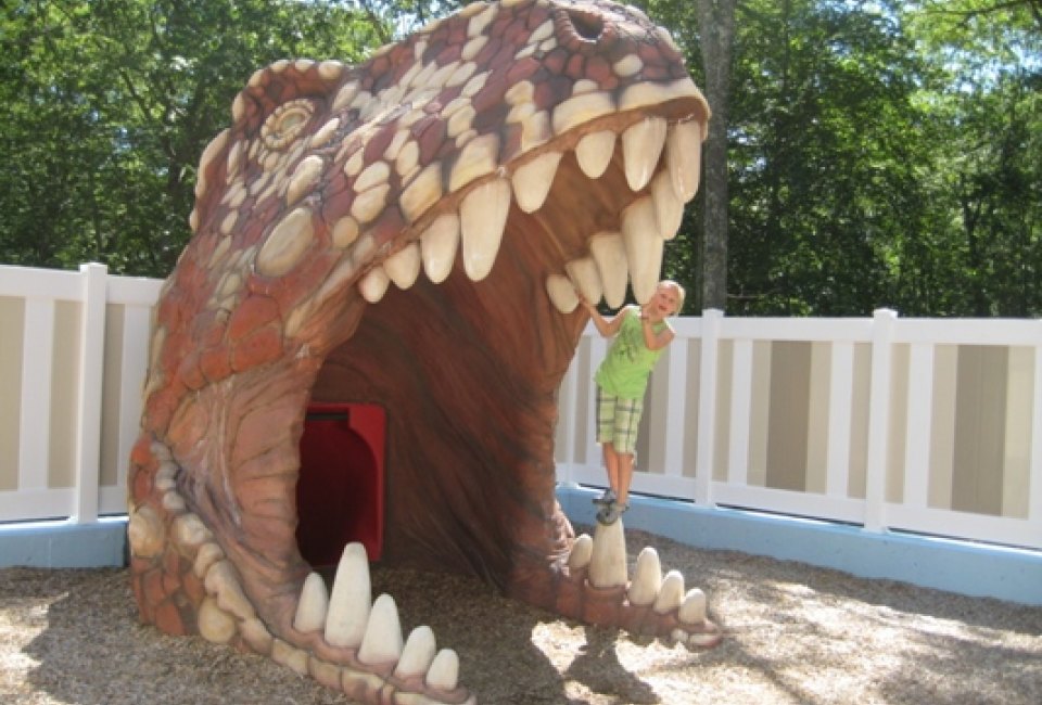 Put a really big smile on their faces by taking the kids to visit the Dinosaur Place at Nature's  Art Village in Connecticut!