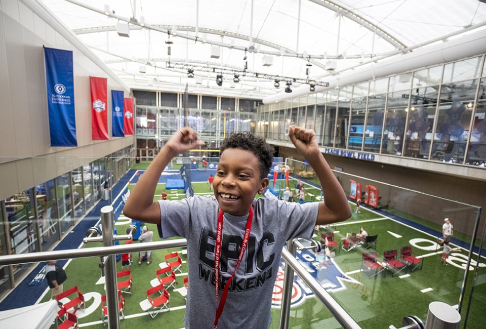 Don't just watch college football in Atlanta, experience it! Take your little sports fans to visit the Chick-fil-A College Football Hall of Fame. Photo courtesy of the museum