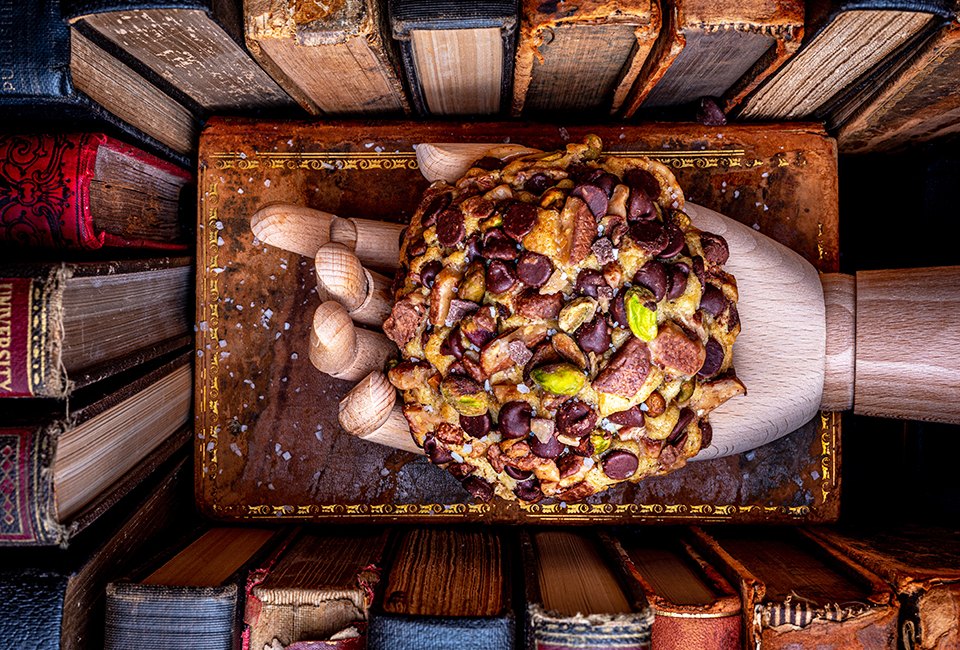 Gideon's Handmade Cookies, at East End Market, are MASSIVE, like this drool-worthy pistachio toffee chocolate chip cookie. Photo courtesy Gideon's & East End Market