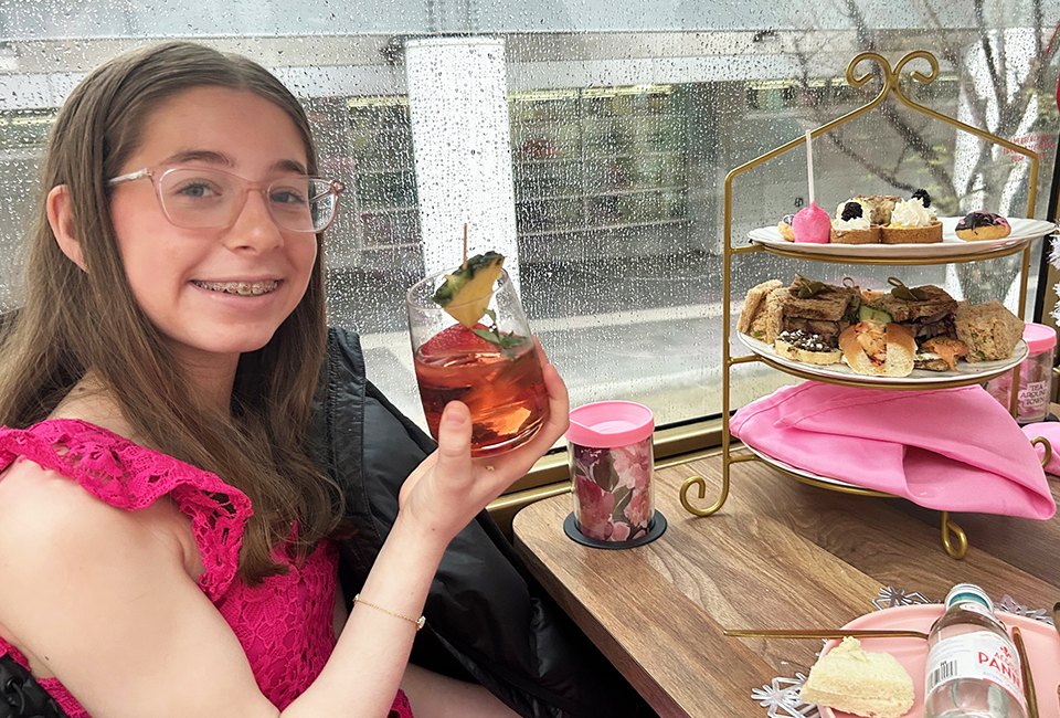 Teens can bring their friends for a summer tea party aboard Tea Around Town, which rolls through downtown Atlanta. Photo by author
