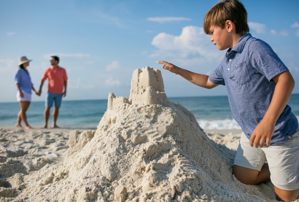 The white sand is perfect for sandcastles at Gulf Shores and Orange Beach. Photo courtesy of  Gulf Shores/Orange Beach Tourism