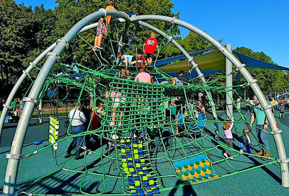 Mr. B’s All-Inclusive Playground offers lots of different ways to play and explore. 