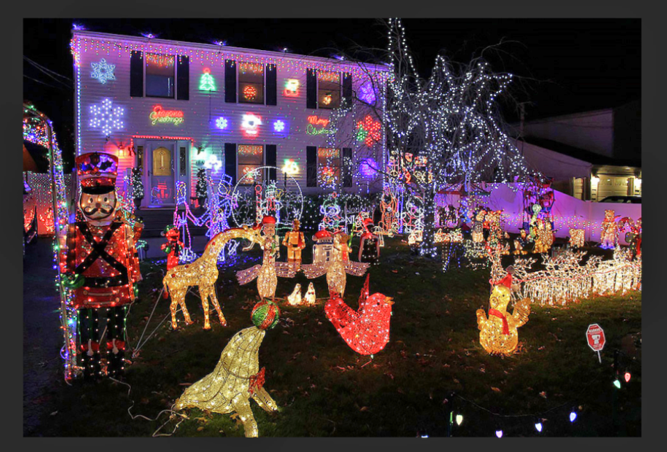 Fifth Street in Ronkonkoma is aglow with Christmas lights during the holidays.