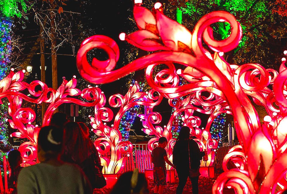 The Winter Lantern Festival: Journey to the East transforms SIUH Ballpark into a glowing walk-through experience. Photo courtesy of the festival