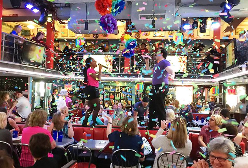 You can't beat watching the amazing waitstaff at Ellen's Stardust Diner.  
