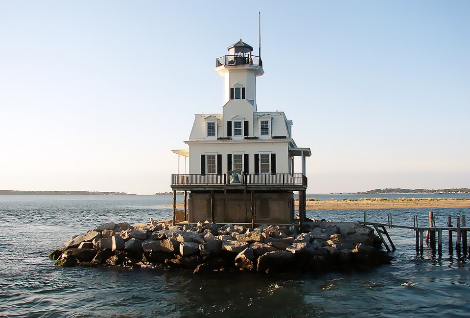 Bug Light, near Greenport, is one of only a few offshore lighthouses on Long Island to allow visitors. Photo courtesy of the East End Seaport Museum