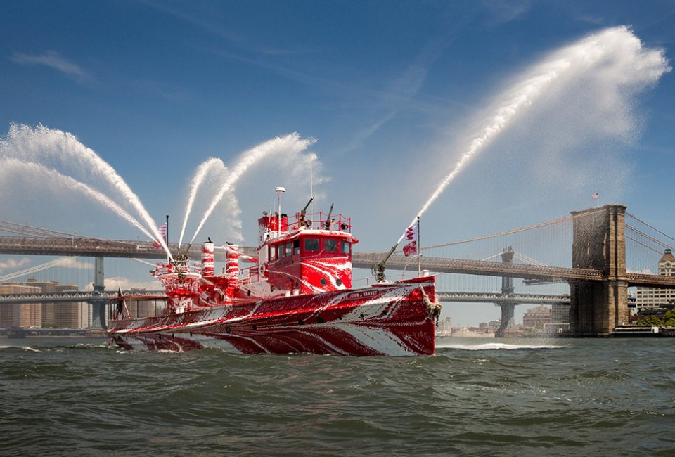 Tauba Auerbach's Flow Separation will be at Brooklyn Bridge Park, Pier 6, July 1 through August 12. Photo by Nicholas Knight for the Public Art Fund