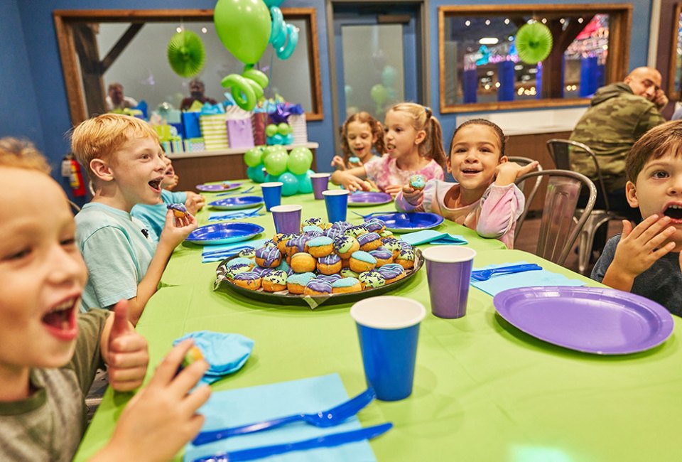 A birthday party at East Brunswick's Rock 'N Air includes playtime on trampolines and obstacle courses, plus some celebratory pizza.