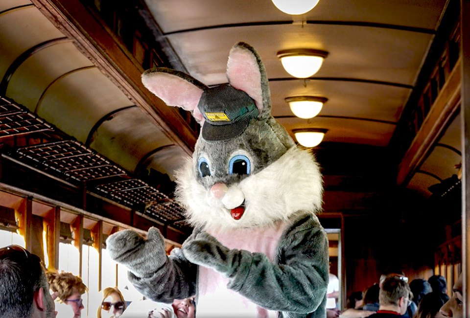 The Easter Bunny rides the rails with you on the Black River & Western Railroad's Easter Bunny Express. Photo courtesy of the railroad