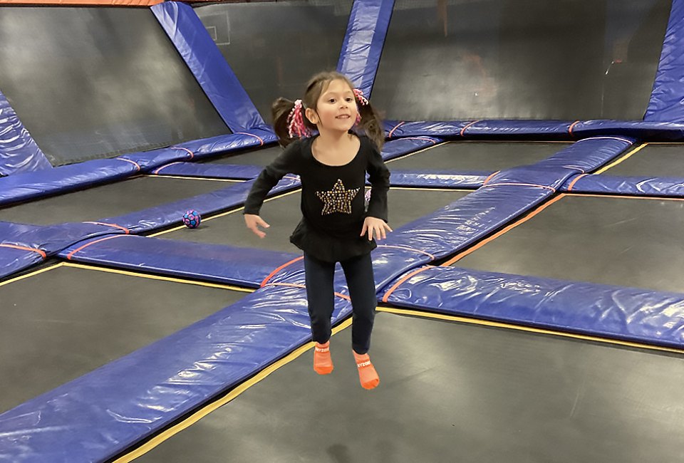 Deer Park's Sky Zone includes a sports court with trampolines. Photo by Kaylynn Chiarello Ebner 