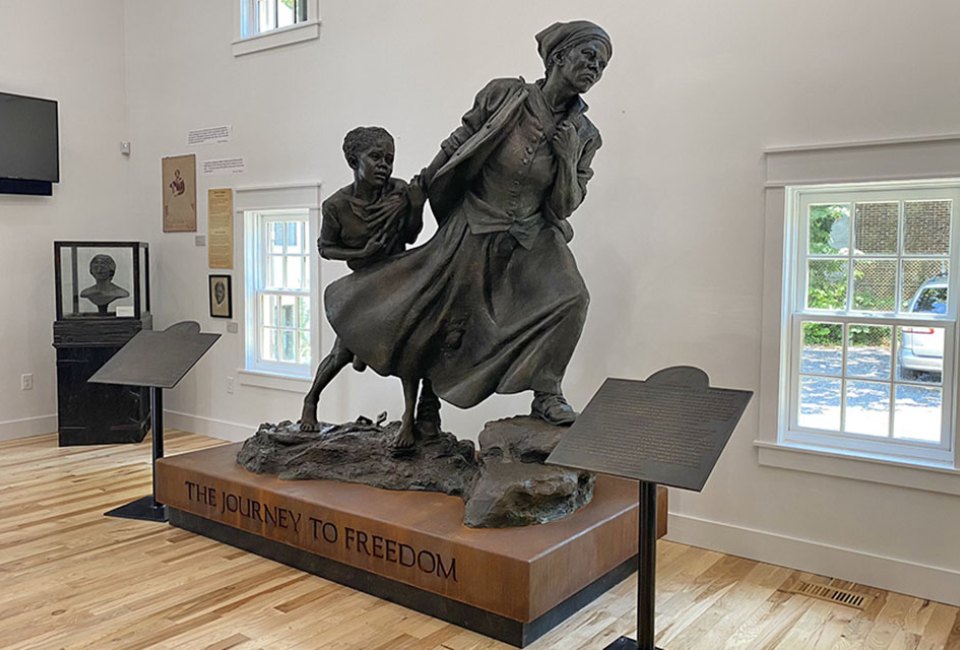 Wesley Wofford's remarkable sculpture at the museum depicts Harriet Tubman leading a child to freedom. Photo courtesy of the museum