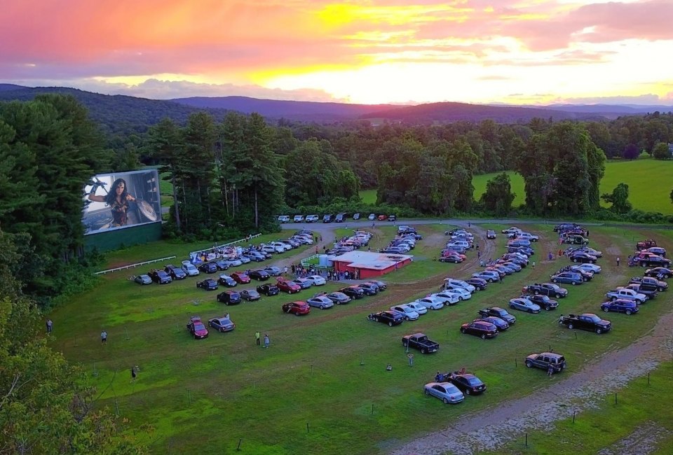 The Northfield Drive-In is in a bucolic setting in New Hampshire; and there's a playground, too. Photo courtesy of Northfields Drive-In