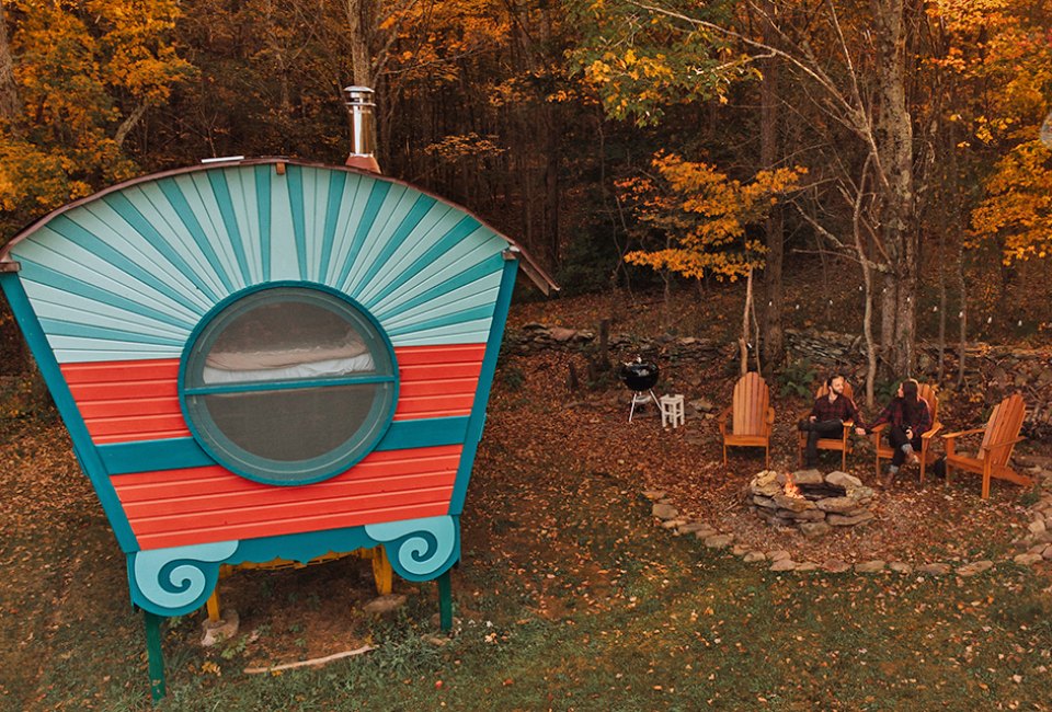 Bellfire's glamping resort in the Catskills offers creature comforts like a grill, fire pit, and even a sauna. 