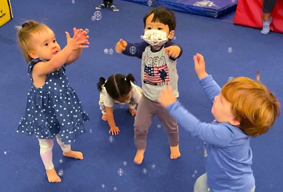 It's always a fun time with bubbles at Elliot's Gymnastics. 