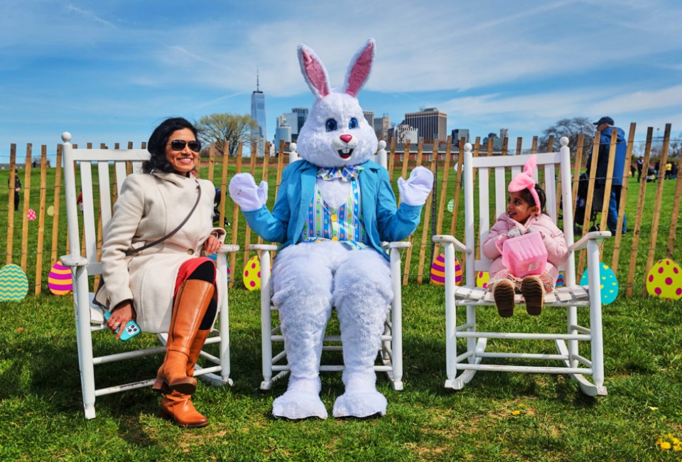 Governors Island hosts an island-wide egg hunt with 50,000 can­dy-filled eggs and pictures with the Easter Bunny. Photo courtesy of Governors Island