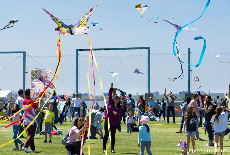 Watch your kite soar above the Manhattan skyline at the Waterfront Kite Festival in Brooklyn Bridge Park. Photo by Etienne Frossard