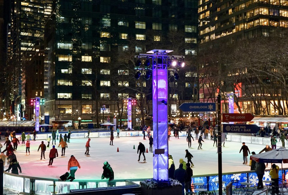 Kids Week returns to Bank of America Winter Village at Bryant Park from Tuesday, February 21-Friday, February 24. Kids can join a free skate lesson. Photo by Jody Mercier