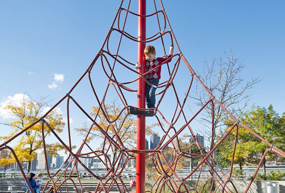 Gantry Plaza State Park has plenty of eye candy for parents to enjoy while kids climb and play. Photo by Sydney Ng