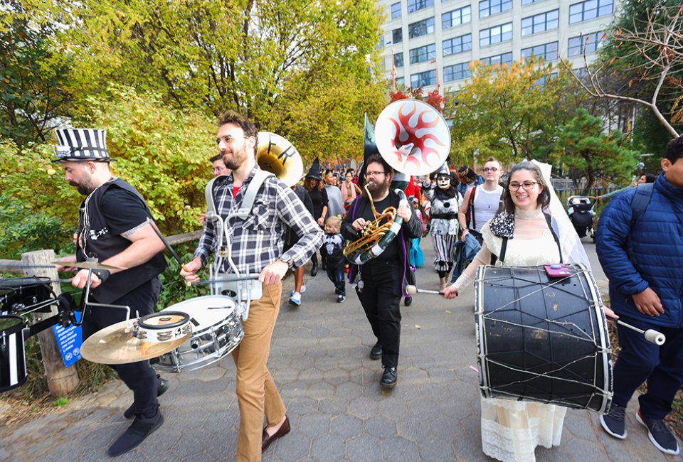 Dumbo's Dumboween parade features live music and puppets on Halloween. Photo by Ming Fai Chan