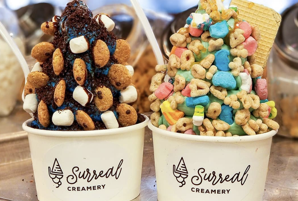 Grab an over-the-top sundae at Surreal Creamery, which is well-known for its towering Mason jar concoctions.
