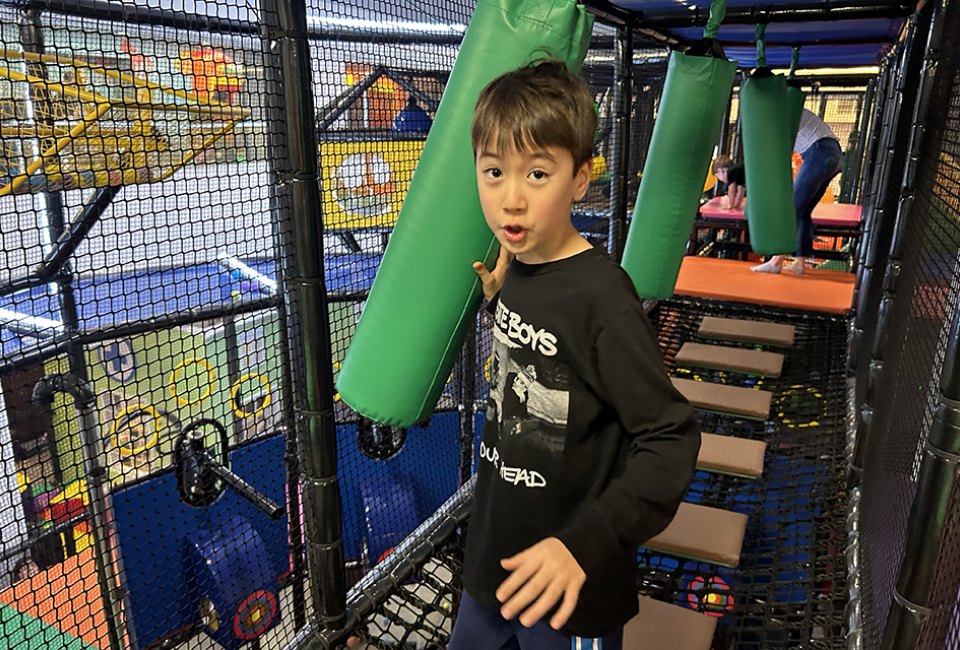 Kids can run, swing, jump, climb, and twirl in the custom designed, multi-floor climber at Complete Playground. Photo by Diana Kim