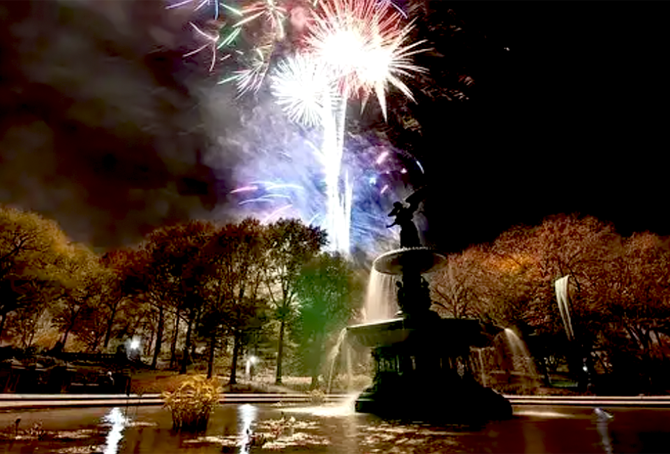 A Central Park fireworks show lights up the sky on New Year's Eve. Photo courtesy of Central Park 