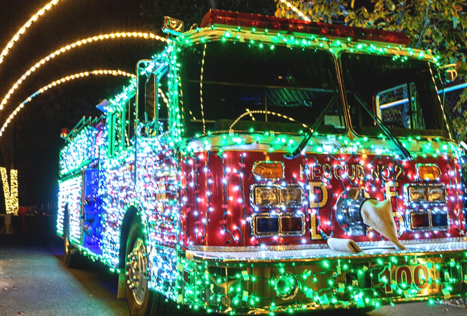 Diggerland shines this holiday season with a drive-thru course covered in twinkling lights. Photo courtesy of Diggerland 