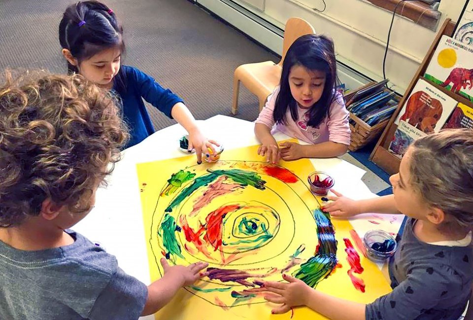 Nature inspires art at Columbus Preschool. Photo courtesy of the school