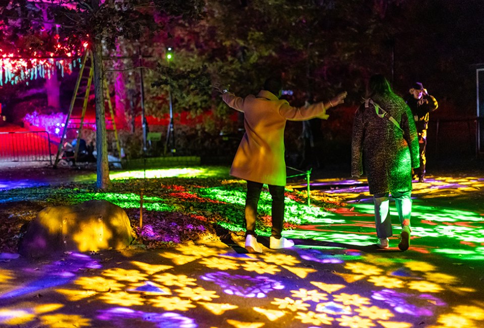 Explore the Brooklyn Botanic Garden after dark during the illuminated spectacular, Lightscape. Photo by Kaleido Circle Culture