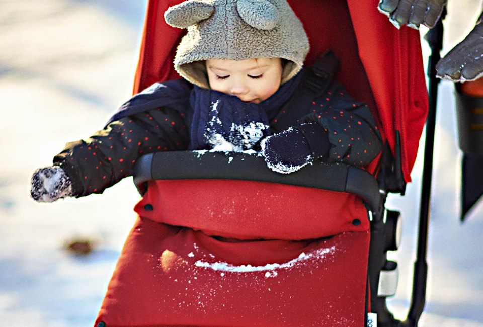 A footmuff envelops tots in cozy warmth in their stroller. Photo courtesy of Bugaboo