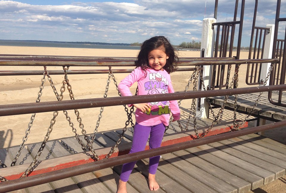 Orchard Beach Playground is right on the beach! 
