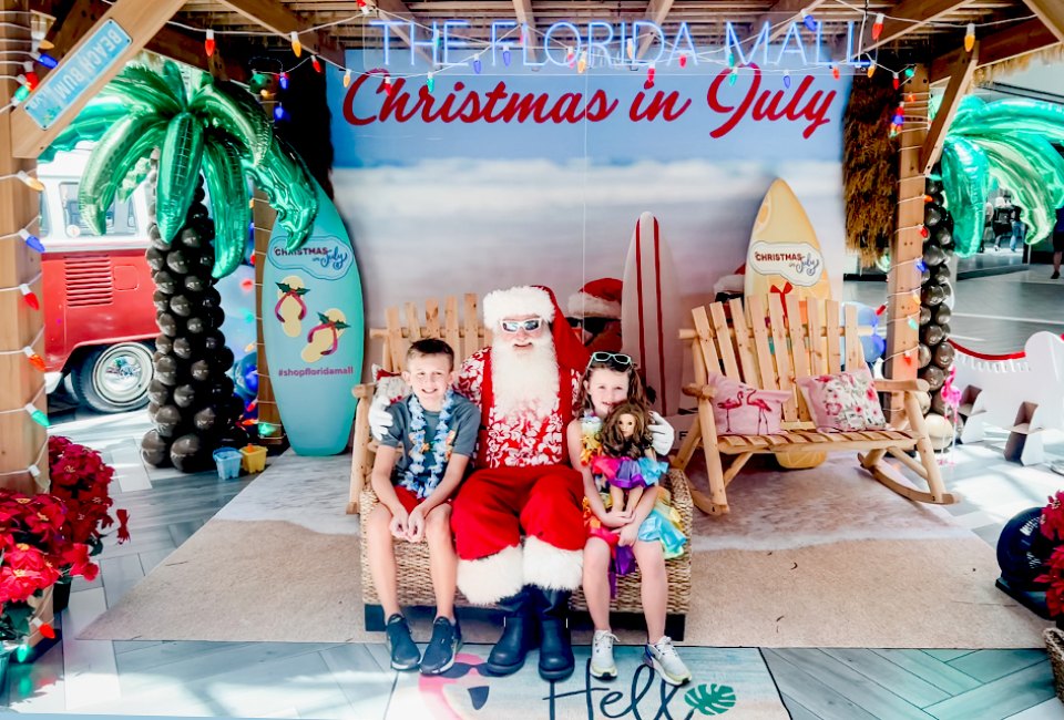Best Things To Do in Orlando July 2025 with Kids Celebrate the holidays early with a tropical twist at The Florida Mall's Christmas in July event. Photo by the author