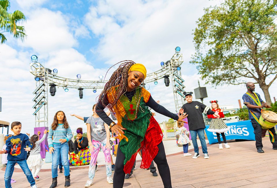 Visit Disney Springs for a special Kids Club event each Saturday in January, featuring interactive family fun. Photo courtesy of Disney