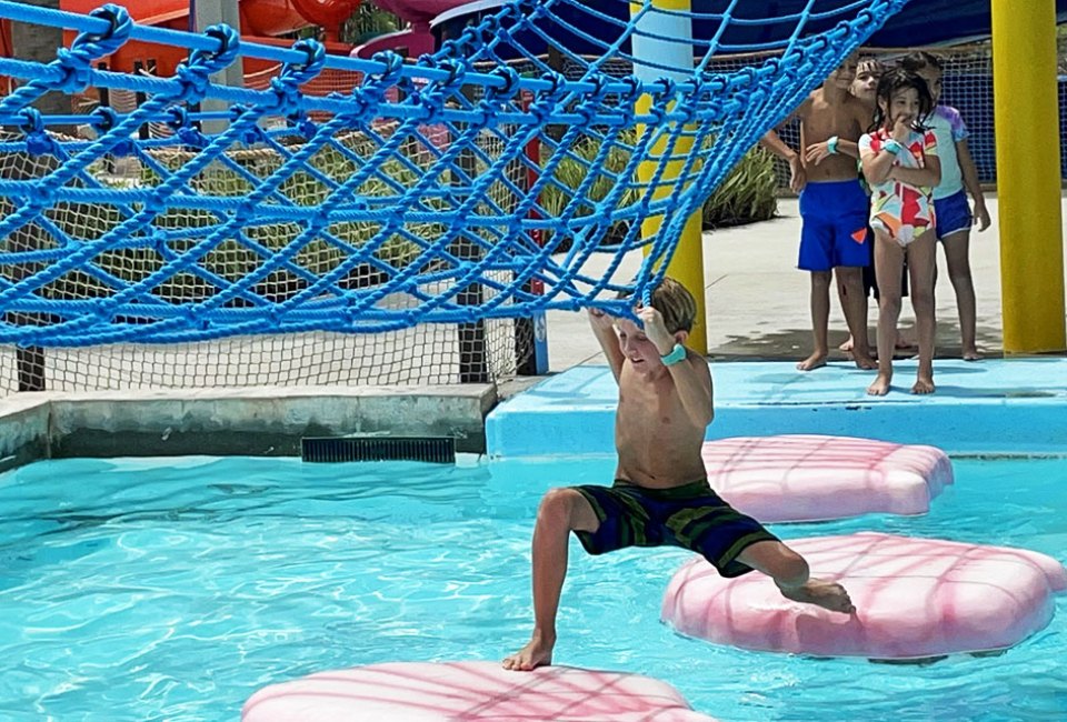 Obstacle courses are part of the water play at Island H2O Water Park. 