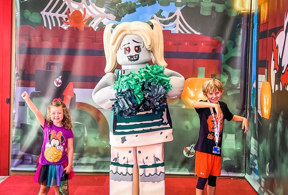 Pose with a favorite Lego character or a Lego zombie cheerleader! 