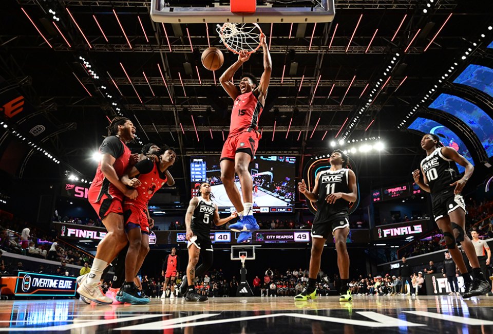 Overtime Elite games are exciting for all ages! City Reapers and RWE faced off in the OTE Finals in March 2024 at Atlanta's Overtime arena. Photo courtesy Overtime Elite