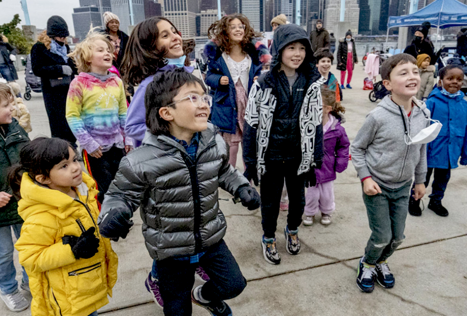 Bust a move during the action-packed Winter Sports Day at Brooklyn Bridge Park. Photo by John Eng