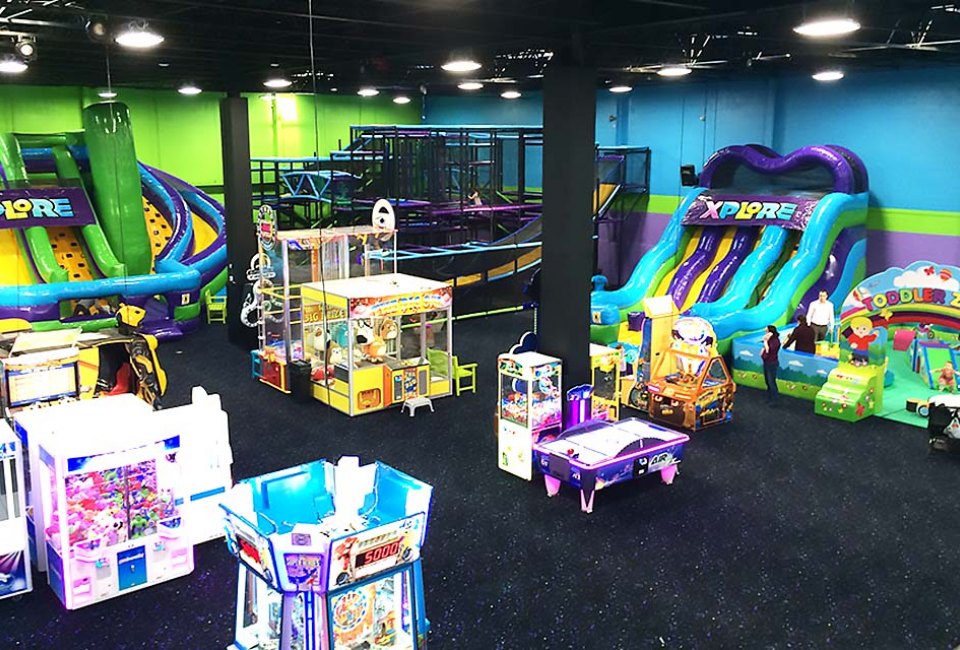 The multilevel play space at Xplore Family Fun Center delights kids of all ages. Photo courtesy of the venue