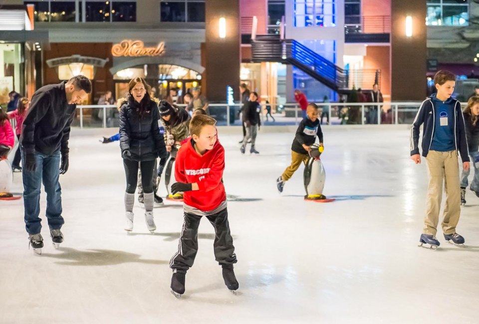 Pentagon Row's ice rink is the largest outdoor ice skating rink in Northern Virginia. Photo courtesy of the Pentagon Row Skating Rink