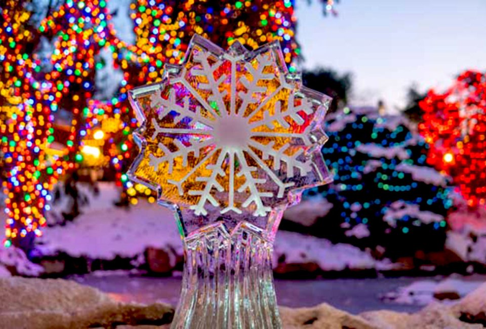 Celebrate winter at Peddler's Village with live fire artistry and ice carving demonstrations. Photo courtesy of Peddler's Village