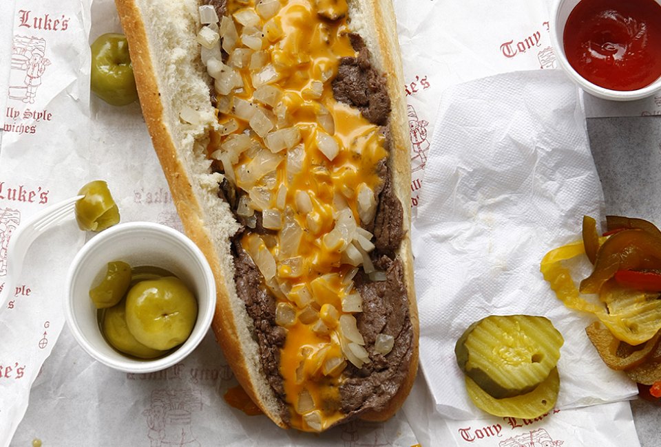 Try a whiz-wit at Tony Luke's, a reliable Philly cheesesteak spot with multiple locations. Photo courtesy of  J. Varney for GPTMC