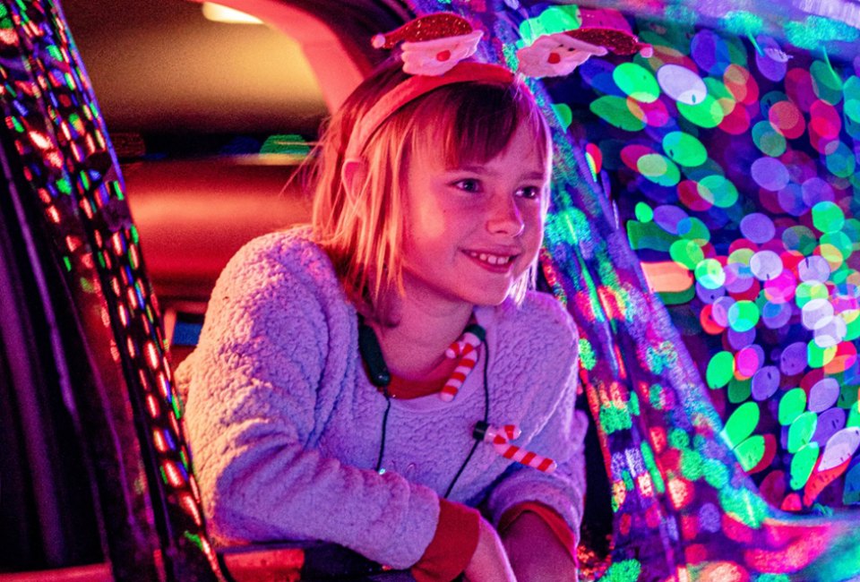 Bask in the glow of thousands of lights without ever leaving your car at Dasher's Lightshow at the Philadelphia Mills Mall. Photo courtesy of the event